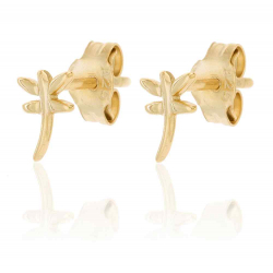 Pendiente Plata Lisa Pendientes Libelula - 6mm - Bañado Oro y Plata Rodiada