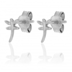 Ohrringe Glattes Silber Ohrringe Libelle - 6 mm - Vergoldet und rhodiniertes Silber