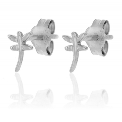 Pendiente Plata Lisa Pendientes Libelula - 6mm - Bañado Oro y Plata Rodiada