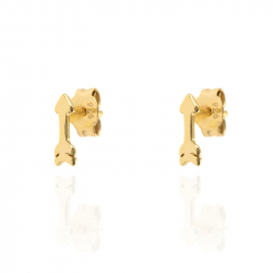 Ohrringe Glattes Silber Ohrringe Pfeil - 8 mm - Vergoldet und rhodiniertes Silber