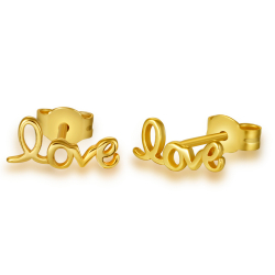 Boucles D'Oreilles Argent Lisse Boucles d'oreilles Love - 10 mm - Dorure Or et Argent Rhodié