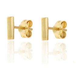 Pendiente Plata Lisa Pendientes Barra - 7 mm - Bañado Oro y Plata Rodiada