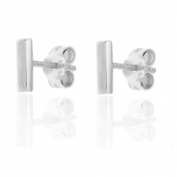 Ohrringe Glattes Silber Ohrringe Stab - 7 mm - Vergoldet und rhodiniertes Silber