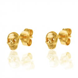 Ohrringe Glattes Silber Ohrringe Schädel - 6 mm - Vergoldet und rhodiniertes Silber