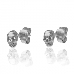 Ohrringe Glattes Silber Ohrringe Schädel - 6 mm - Vergoldet und rhodiniertes Silber