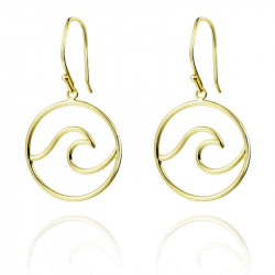 Silver Earrings Wave Earrings - 33 mm - Gold Plated and Rhodium Silver