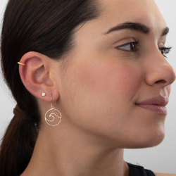 Ohrringe Glattes Silber Ohrringe Welle - 33 mm - Vergoldet und rhodiniertes Silber
