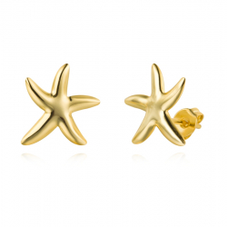 Pendiente Plata Lisa Pendientes Estrella de Mar - 14 mm - Bañado Oro y Plata Rodiada