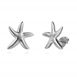 Pendiente Plata Lisa Pendientes Estrella de Mar - 14 mm - Bañado Oro y Plata Rodiada