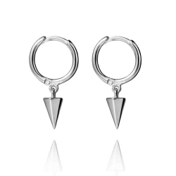 Pendiente Plata Lisa Pendientes Aro 11mm - Cono 7*4mm - Bañado Oro y Plata Rodiada