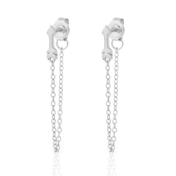 Pendiente Plata Lisa Pendientes Flecha - Cadena 30 mm - Bañado Oro and Rhodium Silver