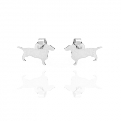 Ohrringe Glattes Silber Ohrringe Silber - Hund 6 x 13