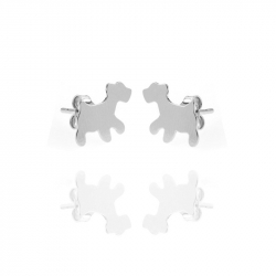 Ohrringe Glattes Silber Ohrringe Silber - Hund - 10 x 12 mm
