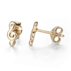 Silver Earrings Musical Note Earrings - 9 mm - Gold Plated and Rhodium Silver