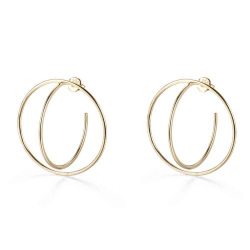 Silver Earrings Semi Hoop and Circle Earrings - 32 mm