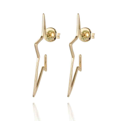 Silver Earrings Star Earrings - 32 mm - Gold Plated and Rhodium Silver