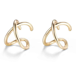 Silver Earrings Cross Earcuff Earrings - 9 mm - Gold Plated and Rhodium Silver