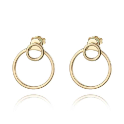 Silver Earrings Earjacket Earrings - Two Circles 18 mm - Gold Plated and Rhodium Silver