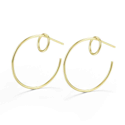 Boucles D'Oreilles Argent Lisse Demi-cercle et Cercle Boucles d'oreilles - 28 mm