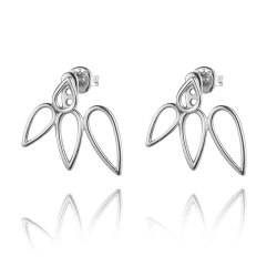 Silver Earrings Tear Drops Earjacket Earrings - 17 mm - Gold Plated and Rhodium Silver