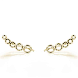 Silver Earrings Climber Earrings - Circle 18*5 mm - Gold Plated and Rhodium Silver