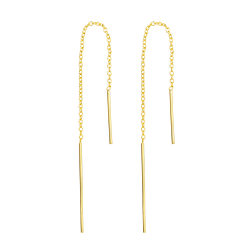 Silver Earrings Chain Bar Earrings - 95 mm - Gold Plated and Rhodium Silver