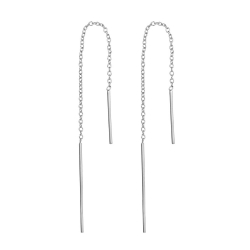 Silver Earrings Chain Bar Earrings - 95 mm - Gold Plated and Rhodium Silver