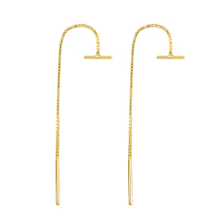 Pendiente Plata Lisa Pendientes Cadena Barra - 61 mm