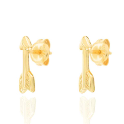 Pendiente Plata Lisa Pendientes Flecha - 13mm - Bañado Oro y Plata Rodiada