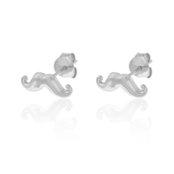 Silver Earrings Mustache Earrings - 12 mm