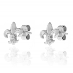 Silver Earrings Fleur de Lis Earrings - 8 mm - Gold Plated and Rhodium Silver