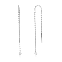 Boucles D'Oreilles Argent Lisse Boucles d'oreilles Chaîne Cône - Chaîne 62 mm - Dorure Or et Argent Rhodié