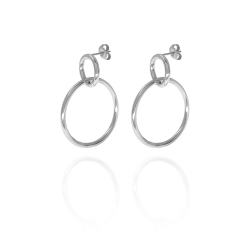 Boucles D'Oreilles Argent Lisse Boucles d'oreilles 2 Cercles - 38 mm