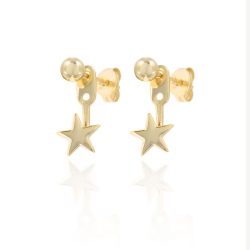 Pendiente Plata Lisa Pendientes Earjacket Cruz - 16 mm - Bañado Oro y Plata Rodiada