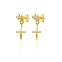 Pendiente Plata Lisa Pendientes Earjacket Cruz - 20 mm