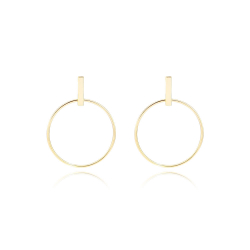 Silver Earrings Circle Stick Earrings - 33mm