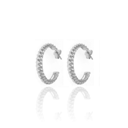 Pendiente Plata Lisa Pendientes Semi Aro Curvas- 15 mm