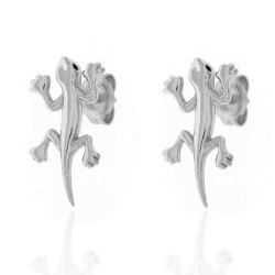 Pendiente Plata Lisa Pendientes Lagarto - 18 mm - Bañado Oro y Plata Rodiada