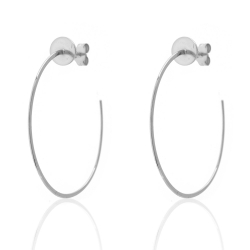 Boucles D'Oreilles Argent Lisse Boucles d'oreilles Anneau Cercle - 35 mm