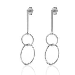 Silver Earrings Stick Circulo Earrings - 42 mm