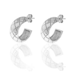 Boucles D'Oreilles Argent Lisse Boucles d'oreilles Demi-Anneau - 14 mm