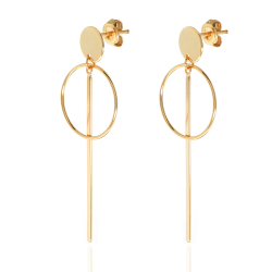 Silver Earrings Stick Circulo Earrings - 51 mm - Gold Plated and Rhodium Silver