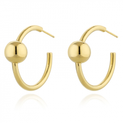 Bronze Earrings Semi Hoop Ball Bronze Earrings - 28 mm