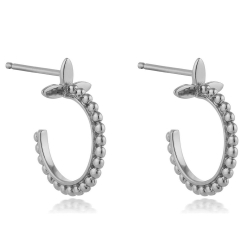 Boucles D'Oreilles Argent Lisse Boucles d'oreilles Fleur Anneau - 16 mm - Dorure Or et Argent Rhodié