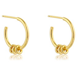 Pendiente Plata Lisa Pendientes Aro Circulo - 16 mm - Bañado Oro y Plata Rodiada