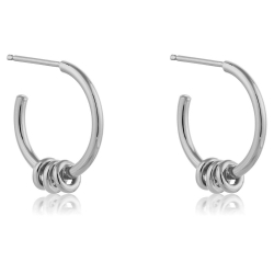 Silver Earrings Circle Hoop Earrings - 16 mm - Gold Plated and Rhodium Silver