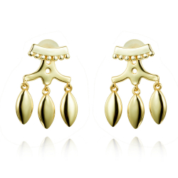 Silver Earrings Earjacket Charms Earrings - 17 mm - Gold Plated and Rhodium Silver