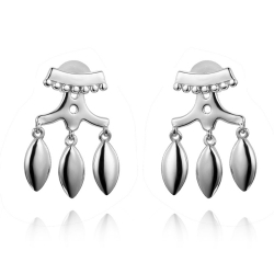 Boucles D'Oreilles Argent Lisse Boucles d'oreilles Earjacket Charms - 17 mm - Dorure Or et Argent Rhodié