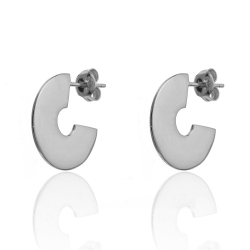 Boucles D'Oreilles Argent Lisse Boucles d'oreilles Demi-Anneau - 18 et 22 mm - Dorure Or et Argent Rhodié