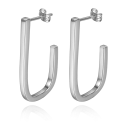 Boucles D'Oreilles Argent Lisse Boucles d'oreilles Bâton Courbe - 25 mm